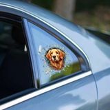 Ett Fulcar Golden 3D Köpek Araç Stickerı | Eğlenceli Kelebek Camı Oto Çıkartması
