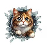 Ett Fulcar Stray 3D Kedi Araba Stickerı | Komik Cam Kelebek Görseli Araç Etiketi