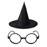 Ett Harry Potter Büyücü Şapkası & Gözlüğü Seti - Siyah Kostüm Aksesuarı