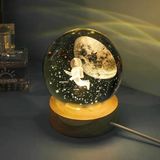 Ett Işıklı Dekoratif Astronot Yarım Ay Temalı Usb'li Ahşap Altlıklı Cam Küre - Hediye