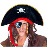 Ett Kadife Kaptan Jack Sparrow Korsan Şapkası Ve Göz Maskesi Seti