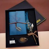 Ett Kaligrafi Kalem Ve Vintage Tasarım Deri Defter Seti - Tüylü Divit Kalem Hediyelik