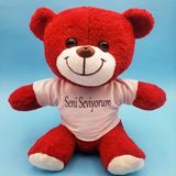 Ett Kırmızı Peluş Ayıcık Seni Seviyorum Tişörtlü - Sevgiliye Romantik Hediye 25 Cm