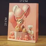 Ett Sevimli Ayıcık Tasarımlı Küçük Boy Hediye Çantası - Pembe Karton