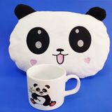Ett Sevimli Panda Hediye Seti | Kalp Yastık, Seramik Kupa | Doğum Günü, Sevgililer Günü Hediyesi