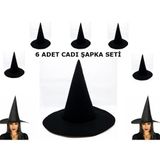 ETT Siyah Cadı Şapkası Keçe Yetişkin Boy 6 Adet