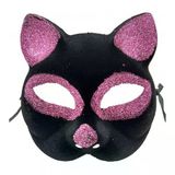 Ett Siyah Pembe Simli Kedi Maskesi Yetişkin Kostüm Partileri Halloween Maskesi
