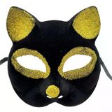 Ett Siyah Renk Gold Simli Kedi Maskesi – Parti Ve Balo Şıklığı