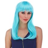 Ett Turkuaz Mavi Uzun Sentetik Parti Peruğu - 60Cm Kostüm & Cosplay