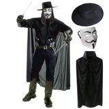 Ett V For Vendetta Maskesi Şapka Pelerin Kostüm Seti Cosplay Partileri İçin