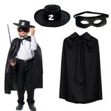 Ett Zorro Pelerin, Şapka Ve Maske Seti - Çocuk Boy - Kaliteli Malzeme