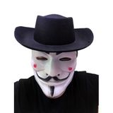 ETT7KN8 Siyah Renkli Delikli Çocuk Boy Vendetta Şapkası ve Vendetta Maskesi ELKCXMH