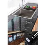 etteminönütoptanticaret 5 Metre X 60 Cm Mermer Folyo Kağıt Siyah Yapışkanlı Mermer Görünümlü Masa Tezgah Dolap Mutfak Banyo