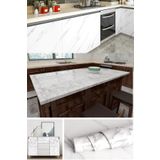 etteminönütoptanticaret Yapışkanlı Mermer Görünümlü Masa Tezgah Dolap Mutfak Banyo 5 Metre X 60 Cm Mermer Folyo Kağıt Beyaz
