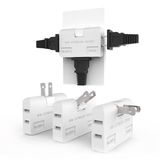 ETwinCoo 3 Yönlü Düz Duvar Çıkışı Uzatma AC Adaptörü - 2 Uçlu Döner Mini İç Mekan Duvar Musluk Fişi, Çıkış Ayırıcı (Hızlı ve Kolay Kurulum) Ev ve Seyahat için Mükemmel, Tip A, Beyaz (2 Paket)