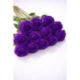 etxShop 10 Adet Yapay Kadife Gül 50 cm Dekoratif Çiçek Buketi Ev Salon Masa Süsü Hediye Kırmızı Gül