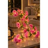 etxShop 3 Metre Led Işıklı Yapay Çiçek Bahar Dalı Sarmaşık Japon Kiraz Çiçekli 235 Cm 18 Çiçekli 1.Kalite Ev Dekorasyon