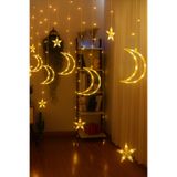etxShop Ay Yıldız Perde Led 8 Mod Saçaklı Perde Peri Ramazan Süs Işık Dekoratif Lamba Led Işık