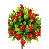 etxShop Yapay Çiçek Demet Yoğun Yapraklı Yeşil Meyve 35 Cm Nar Yapay Meyve
