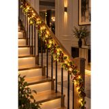 etxShop Yılbaşı Temalı Kış Çiçeği Kokina Zincir 230Cm Usb Led Işıklı Uzaktan Kumandalı Yapay Çiçek Dekor