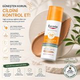 Eucerin Sun Oil Control Güneş Koruyucu Renkli Yüz Jel Kremi Yağlı ve Akneye Eğilimli Ciltler Için SPF50+ Koyu Ton 50 ml