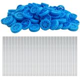 EUDAX 30 mm x 8 mm Plastik Rulo 2 mm Çap Şaft Oyuncaklar Tekerlek ve 2 mm x 100 mm Sap Şaft Yuvarlak Çubuk Aks Kendin Yap Oyuncak RC Araba Kamyon Tekne Helikopter Model Parçası (Mavi, 100 adet)