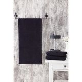 Eumenia 30 x 90 cm Kare Desen Spor Havlusu Pamuk Düz Siyah Yüz Havlusu Şık Tasarım