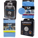 EUPHRATE Suff Mikrofiber Cila-Araç İç Bezi 40x40, Araç Yıkama Eldiveni, Tank Kuruluma Havlusu 55x75, Cam Bezi 50x70, 4 parça