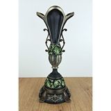 Euro Decora Dekoratif Klasik Yeşil Vazo Polyester Salon Ev Ve Ofis Aksesuar 33x14 Cm Çok Renkli