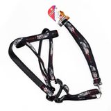 Euro Dog Siyah 26 mm 120 cm Köpek Uzatma Tasması + Göğüs Tasması Takımı