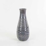 Euro Flora Çizgili Seramik Vazo 15x39 Cm Gri