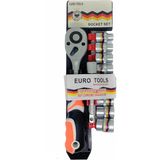 Euro tools Profesyonel 12 Parça Cırcırlı Lokma Seti Standlı 8-22MM Cırcır Lokma Seti