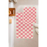 Eurobano Chess 2'li Banyo Paspası Kaymaz Taban 80X50 40X50 - Krem - Pembe