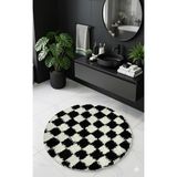 Eurobano Chess Dama Desenli 60X60 cm Küçük Banyolar Için Kaymaz Taban Yıkanabilir Banyo Paspası - Ekru - Siyah