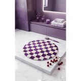Eurobano Chess Dama Desenli 60X60 cm Küçük Banyolar Için Kaymaz Taban Yıkanabilir Banyo Paspası - Mor