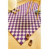 Eurobano Chess Dama Desenli Kemik-Mor Salon Oturma Odası Yatak Odası Koridor Makine Halısı Yolluk - 80 x 150 cm