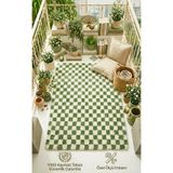 EUROBANO Chess Dama Desenli Kemik-Yeşil Salon Oturma Odası Yatak Odası Koridor Makine Halısı Yolluk