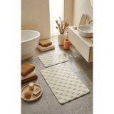 Eurobano Chess Premium Iskandinav Bohem 2'li Banyo Paspası 60X100 60X50 cm Lateks Kaymaz Taban Yıkanabilir - Ekru