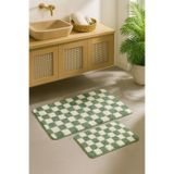 EUROBANO Dama Desenli Premium 2'li Set Yıkanabilir Kaymaz Taban 60X100 60X50 Banyo Paspası
