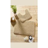 Eurobano Doğal Kaymaz Taban 2'li Soft Shaggy Banyo Paspası 60X100 - 50X60 - Bej