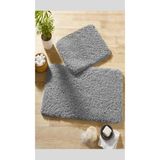 Eurobano Doğal Kaymaz Taban 2'li Soft Shaggy Banyo Paspası 60X100 - 50X60 - Gri