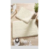 Eurobano Doğal Kaymaz Taban 2'li Soft Shaggy Banyo Paspası 60X100 - 50X60 - Krem