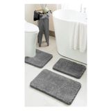 EUROBANO Doğal Kaymaz Taban Yıkanabilir Gri Shaggy 3’lü Banyo Halı Paspası 1 Adet 60x100 Cm 2 Adet 60x50