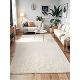 Eurobano Home - Doğal Kaymaz Tabanlı Yumoş Krem Shaggy Yolluk Halı - 100 x 350 cm