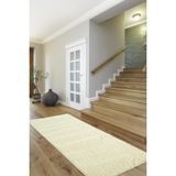 Eurobano Home - Doğal Kaymaz Tabanlı Yumoş Krem Shaggy Yolluk Halı - 120 x 350 cm