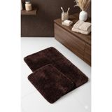 EUROBANO Kahverengi Makinede Yıkanabilir Yumuşacık Kaymaz Taban 2'li set Banyo Paspas Sheepline