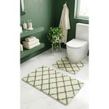 Eurobano Royal Iskandinav 2'li 60X100 cm Lateks Kaymaz Taban Banyo Paspası Seti Makinede Yıkanabilir Paspas - Ekru