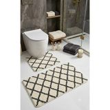 Eurobano Royal Iskandinav 2'li 60X100 cm Lateks Kaymaz Taban Banyo Paspası Seti Makinede Yıkanabilir Paspas - Gri