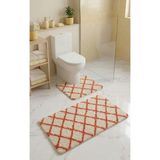 Eurobano Royal Iskandinav 2'li 60X100 cm Lateks Kaymaz Taban Banyo Paspası Seti Makinede Yıkanabilir Paspas - Turuncu