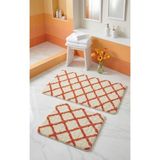 Eurobano Royal Iskandinav 2'li 60X100 cm Lateks Kaymaz Taban Oyuklu Banyo Paspası Seti Makinede Yıkanabilirr - Turuncu